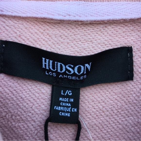 NWT Hudson Jeans Live In Hoodie Sweatshirt Rose Pink Quartz Mineral L - Picture 3 of 16